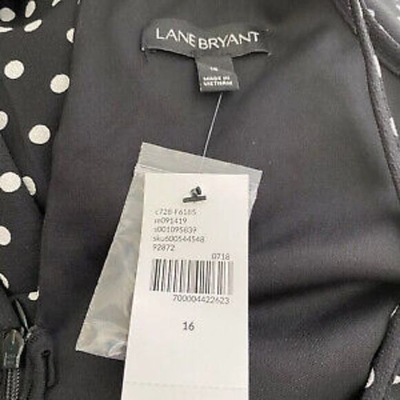 Lane Bryant Plus Size Black Polka Dot Ruffle Jumper Jumpsuit Dress 16 new - Picture 10 of 12